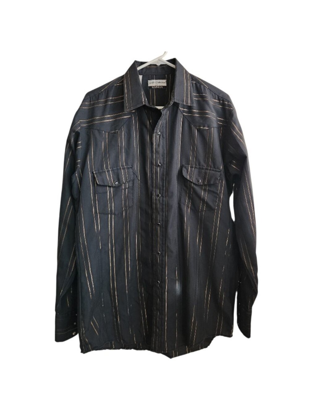 Vintage Gold Collection By Karman Pearl Snap Gold Thread Western Shirt 16.5 35